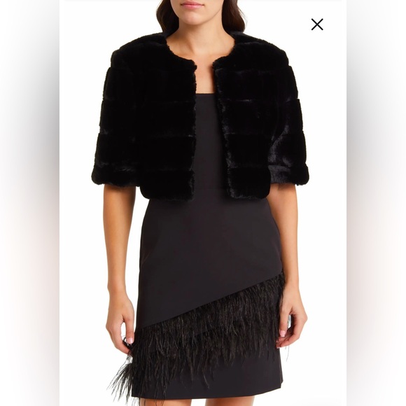 Eliza J Faux Fur Cropped Jacket - Picture 1 of 6